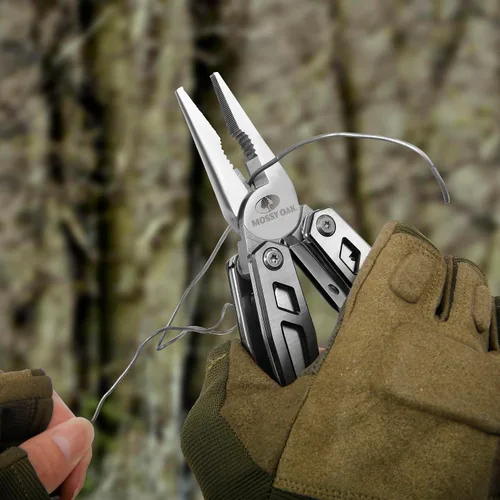 Vista 8 de MOSSY OAK Multiherramienta, cuchillo de bolsillo de acero inoxidable 21 en 1 con funda de destornillador, alicates autobloqueantes con funda