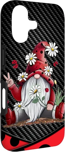 Vista 3 de Red Gnome Hippie Daisy Flowers Gnome Ladybugs - Christmas Case for iPhone 17