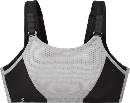 Vista 5 de Glamorise Sujetador deportivo de doble capa con control personalizado para mujer Negro/Gris