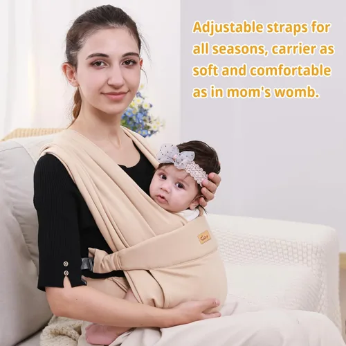 Vista 7 de CUBY Fular portabebés, portabebés para recién nacidos y niños pequeños, agradable a la piel y suave frontal, regalo perfecto para bebés