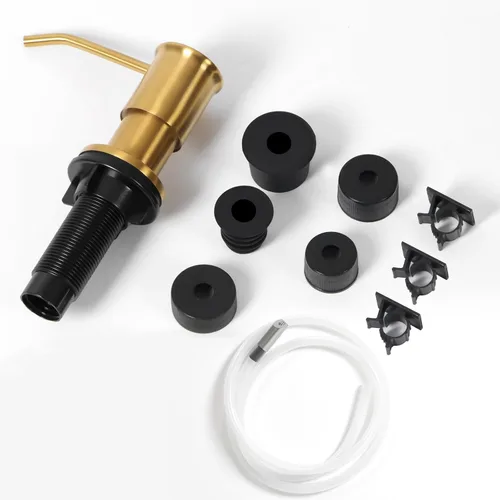 Vista 8 de Dispensador de jabón para fregadero de cocina, dispensadores de jabón integrados de oro cepillado, dispensador de jabón para fregadero de acero