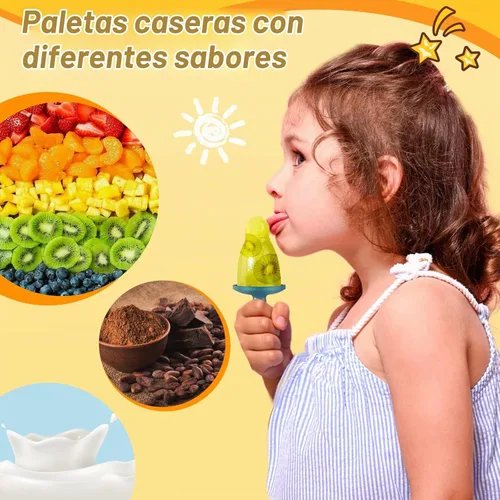 Vista 3 de Juego de 4 moldes para paletas caseras de silicona, moldes para helados, de fácil liberación, reutilizables, moldes para hacer bricolaje