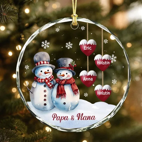 Vista 7 de DILYPOD Adorno Personalizado de Muñeco de Nieve de Abuela, Adorno Personalizado de Nana o Mimi con Nombres de Nietos, Regalos de Navidad