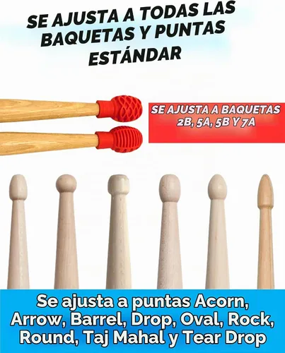 Vista 2 de Amortiguadores de baquetas para reemplazar almohadillas de batería, puntas de silencio para baqueta, paquete de 4