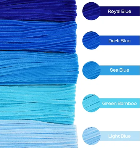 Vista 5 de Caydo 500 piezas limpiapipas azules para flores Azul degradado
