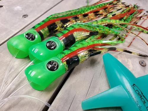 Vista 5 de Lobo Lures #221 Atún Magic Skipjack híbrido UV 12" acero inoxidable Jet Head Pesca Daisy Chain Bluefin Atún Señuelo