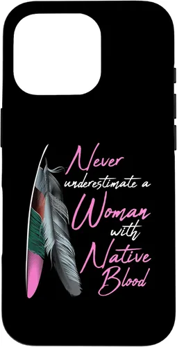 Vista 20 de Funda para iPhone 17 con texto en inglés "Native American Indian A Woman with Native Blood