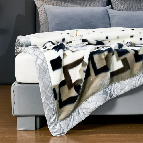 Vista 6 de LGYKUMEG Manta pesada de visón coreano, tamaño Queen de 79 x 91 pulgadas, sedosa suave y cálida, manta de cama Raschel reversible de 2 capas, 9