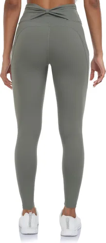 Vista 5 de HERRLA Leggings de cintura alta para mujer con bolsillo, pantalones de yoga cruzados para gimnasio y entrenamiento