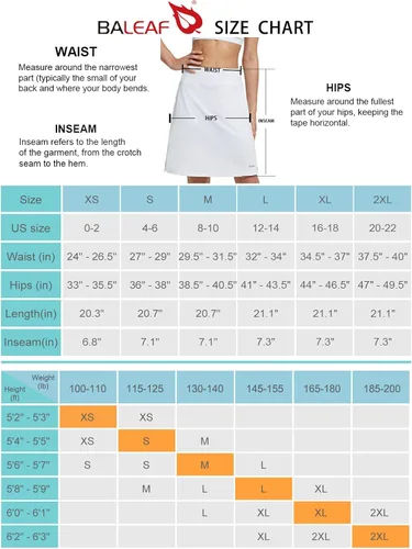 Vista 7 de BALEAF - Falda pantalón corta de 20 pulgadas de longitud hasta la rodilla, falda atlética, modesta, larga, casual, con bolsillos, protección UV