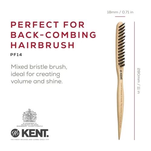 Vista 2 de Kent PF15 - Cepillo de pelo de cerdas de jabalí con control de bordes y cepillos de pelo de nailon para mujeres, control de volumen, cepillo