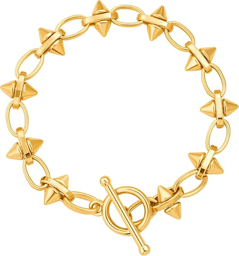 Vista 8 de PEARLADA Pulsera de cadena de oro de 18 quilates con capas, dije de moneda y cierre de palanca, joyería moderna con circonia cúbica 1. Cruz de hilo