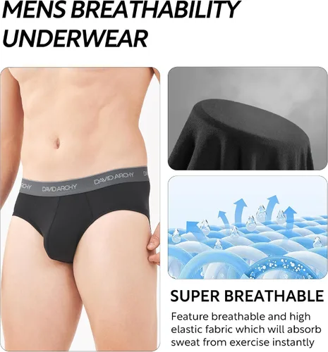 Vista 3 de DAVID ARCHY Calzoncillos de rayón para hombre hechos de ropa interior de bambú, ajuste cómodo, súper suave, cómodo, sin bragueta, paquete de 4 o 7