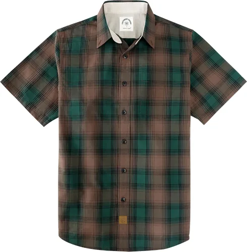 Vista 29 de Dubinik® Camisas de manga corta con botones para hombre, 100% algodón, a cuadros, camisas casuales con bolsillo