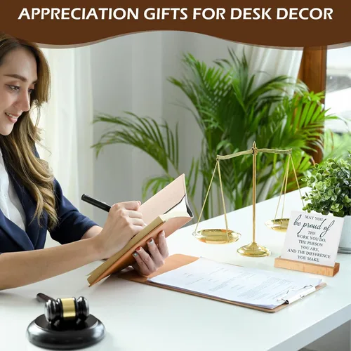 Vista 6 de Paquete de 10 regalos de agradecimiento a los empleados, decoración inspiradora de escritorio, placa de cerámica, letrero de escritorio motivacional