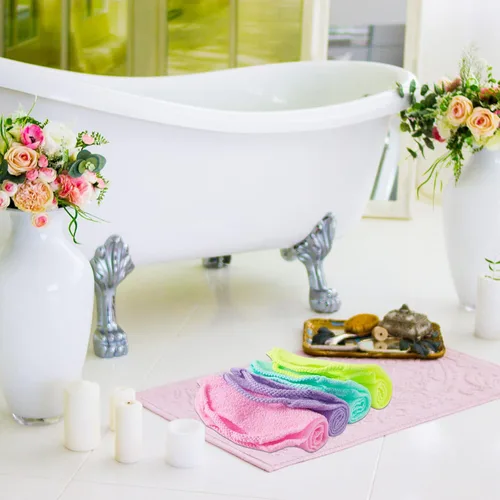 Vista 7 de 4 piezas exfoliante de espalda con asas, exfoliante de espalda de nailon de longitud extendida, paño exfoliante elástico, correa de tirar, limpiador