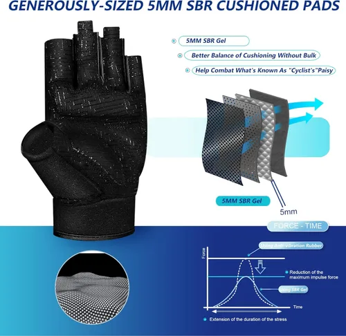 Vista 6 de MOREOK Guantes de entrenamiento acolchados para levantamiento de pesas para hombres y mujeres, gel de 0.197 in guantes de gimnasio con agarre sin