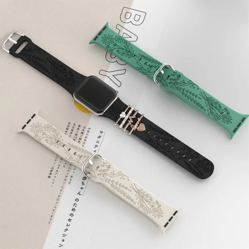 Vista 5 de Correa de Reloj con Adornos (Correa Incluida), Compatible con Correa de Apple Watch 38mm 40mm 41mm 42mm(S10), Accesorios de Correa de Silicona