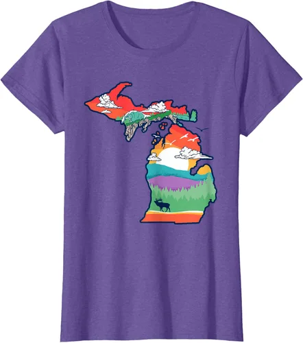 Vista 22 de Michigan Outside - Camiseta con ilustración artística