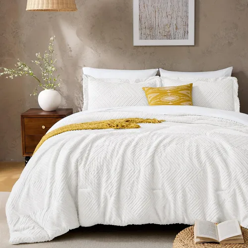 Vista 11 de JOLLYVOGUE Juego de edredón Queen de 7 piezas, cama bohemia copetuda en una Edredón ultra suave, certificado OEKO-TEX, para todas las estaciones