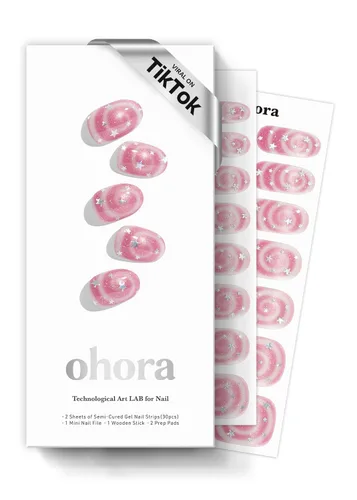 Vista 9 de ohora Tiras de uñas de gel semicuradas Rojo, Sólido N Addict N Adicto