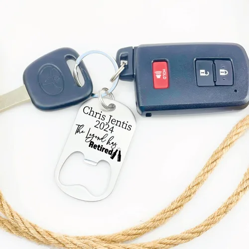 Vista 2 de Idea personalizada de regalo de jubilación, llavero abrebotellas, regalo de jubilación para él, abrebotellas para hombres, regalo para jubilados