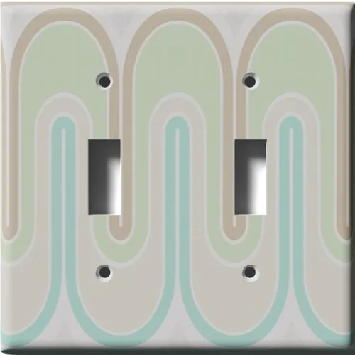 Vista 10 de Placa decorativa de salida - Verde Retro Waves - Receptáculo doble dúplex