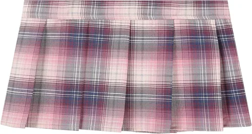 Vista 6 de YONGHS Falda de uniforme de colegio japonés para mujer, minifalda plisada a cuadros, falda patinadora