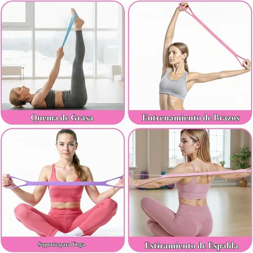 Vista 7 de Figura 8 Banda de resistencia con asas Bandas elásticas para entrenar brazo espalda hombro entrenamiento Cuerdas elásticas Equipo de ejercicio