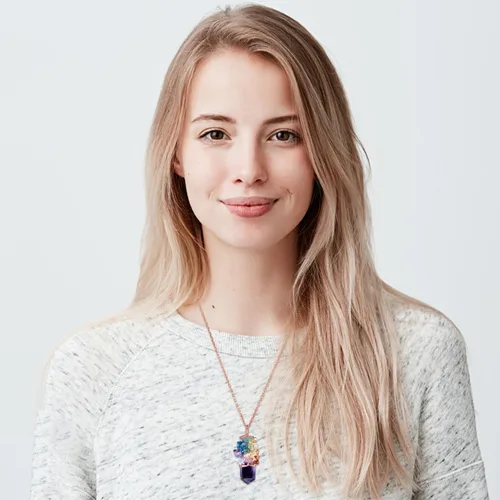 Vista 3 de Collar con colgante de árbol de la vida de 7 chakras naturales de cristal curativo de reiki, joyería para mujer para buena suerte, meditación