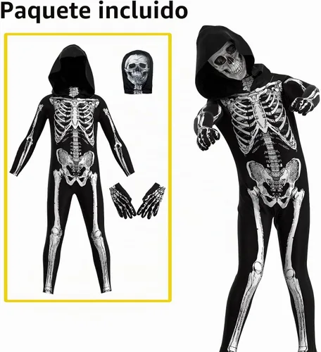 Vista 8 de Cupohus' Unisex Skeleton Jumpsuit - Scary Black and White Halloween Jumpsuit Costume