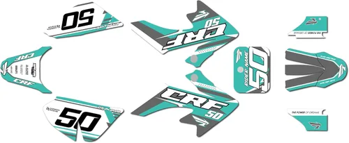 Vista 5 de Kit de gráficos para Honda CRF 50 (2004-2012) Evolution Series Negro 09 Mil - Kit de calcomanías gráficas de carreras personalizadas para dirt bike