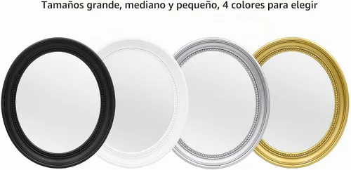 Vista 5 de OIGUMR Espejo de pared para baño, espejo ovalado (negro, 15.2 x 13.2 pulgadas)