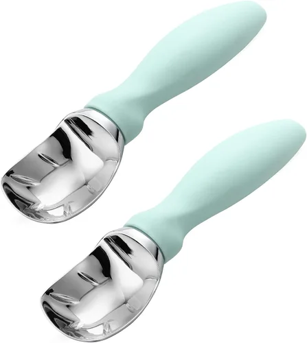 Vista 27 de Spring Chef - Cuchara para helado rosa de alta resistencia con mango suave, cuchara profesional para helado, cuchara de metal para masa de galletas