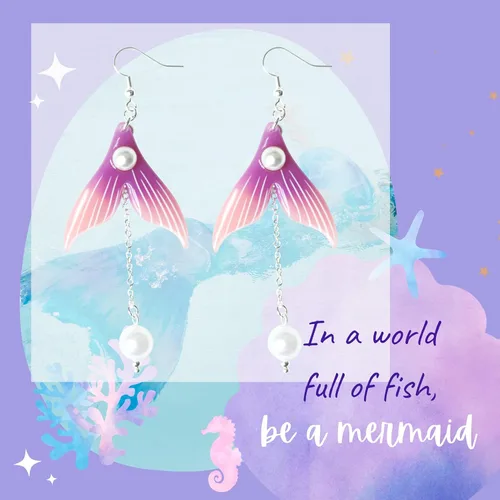 Vista 3 de Genshin Impact Earrings - Venti's Cecilia Flower & Kokomi Mermaid Earrings Ideal for Women Girls Daily Wear Anime Cosplay Jewelry Costume Props