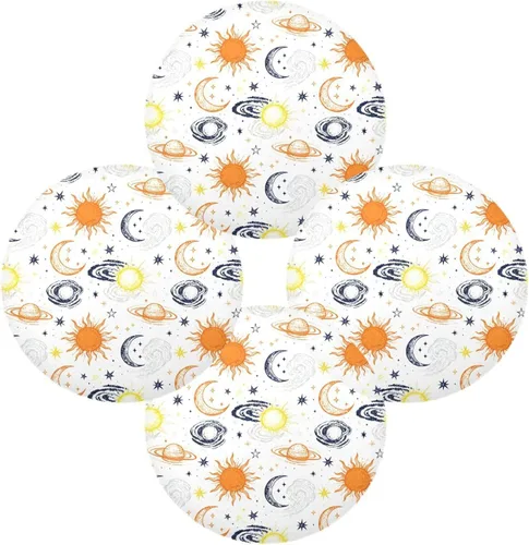 Vista 2 de Retro Sun and Moon Orange and White Rounds placemats Farmhouse Spring Decor 15x15 in individuales para mesa de comedor