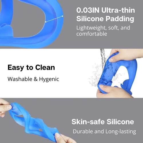 Vista 3 de TNP Silicone Cover Set for Oculus Quest 2 Meta Quest 2 Controller Protector Blue 3 in 1 Silicone VR Face Cover, Protective Lens Cover, VR Headset