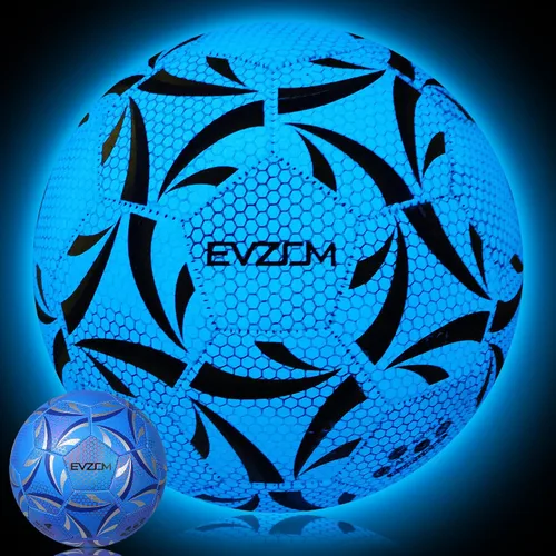 Vista 9 de EVZOM Balón de fútbol luminoso oficial juego de fútbol americano, tamaño 3, tamaño 4, tamaño 5 para niños, niñas, adultos, al aire libre