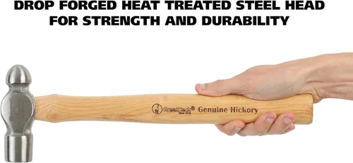Vista 5 de GreatNeck BP24 Martillo de Bola, 24 Oz. Martillo de Acero Forjado en Caída con Mango de Madera de Nogal Autentico Equilibrado con Precisión