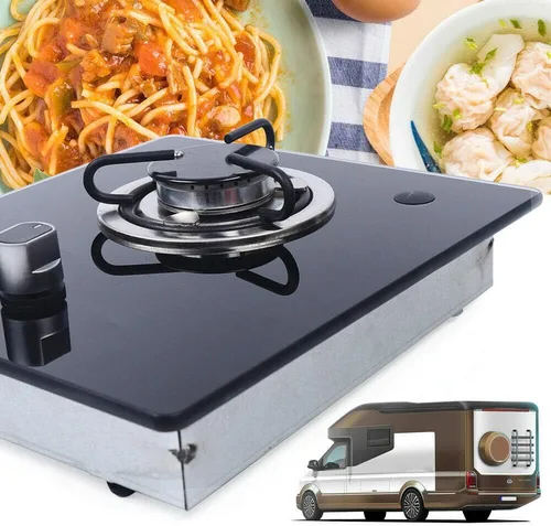 Vista 9 de Estufa de gas para autocaravana, quemador de vidrio templado, estufa de gas GLP, estufa de gas para lancha, caravana, caravana, autocaravana, estufa