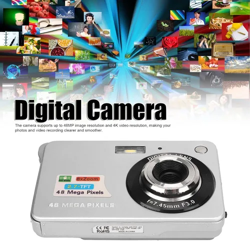 Vista 4 de Cámara digital, 48MP 2.7in LCD 4K Vlogging Cámara para disparar (Plata)