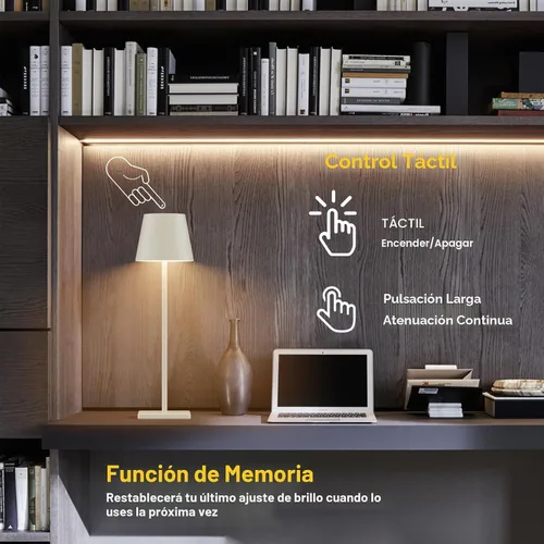 Vista 4 de Lámpara de mesa inalámbrica blanca rota, lámpara de escritorio