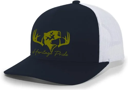Vista 16 de Heritage Pride Sombrero de camionero de malla bordada para hombre de caza de pato de pesca de ciervos