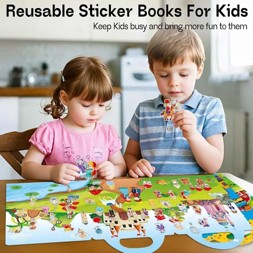 Vista 4 de iGetooy Libro de pegatinas reutilizables para niños pequeños de 3+ años, pegatinas para niños, libros de pegatinas reutilizables para niños