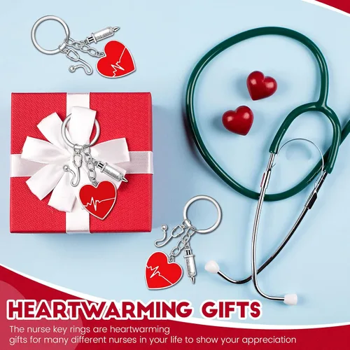 Vista 4 de Yinkin 24 piezas de recuerdos de fiesta de enfermera, regalos del día de San Valentín para enfermeras, regalos de enfermería, llavero de enfermera