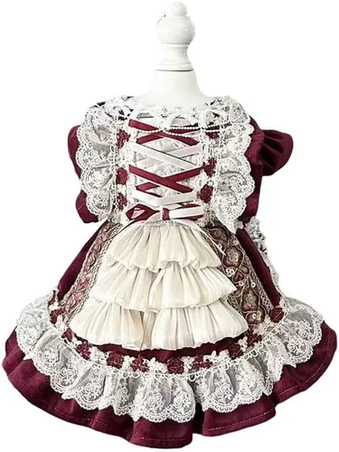Vista 11 de Moda Vestido de Princesa de Encaje para Perro Cachorro Dulce para Perro EXTRAL Pequeño y Pequeño A-Negro XX-Pequeño