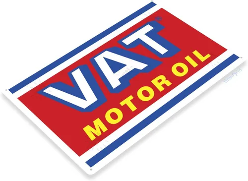Vista 2 de Cartel de lata con texto en inglés «Vat Motor Oil Retro Rustic Oil Gas Station» para garaje, tienda de automóviles, cueva, cartel de metal