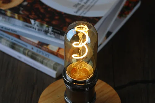 Vista 7 de Paquete de 4 bombillas LED T45/T14, bombillas Edison vintage de 4 W, 2700 K, 550 lúmenes, equivalentes a 40 W, bombillas de tubo ámbar amarillo