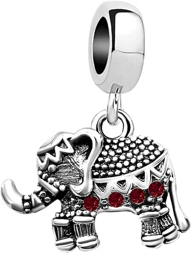 Vista 9 de KunBead Dijes colgantes de cumpleaños con piedra natal de elefante compatibles con pulsera Pandora para mujer Abril