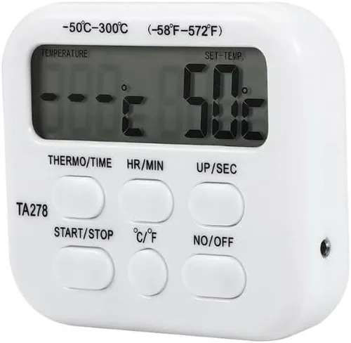 Vista 5 de Termómetro digital de alimentos con sonda para carne, barbacoa, horno y cocina: rango de -58.0 °F a 572.0 °F, interruptor Celsius/Fahrenheit, cable